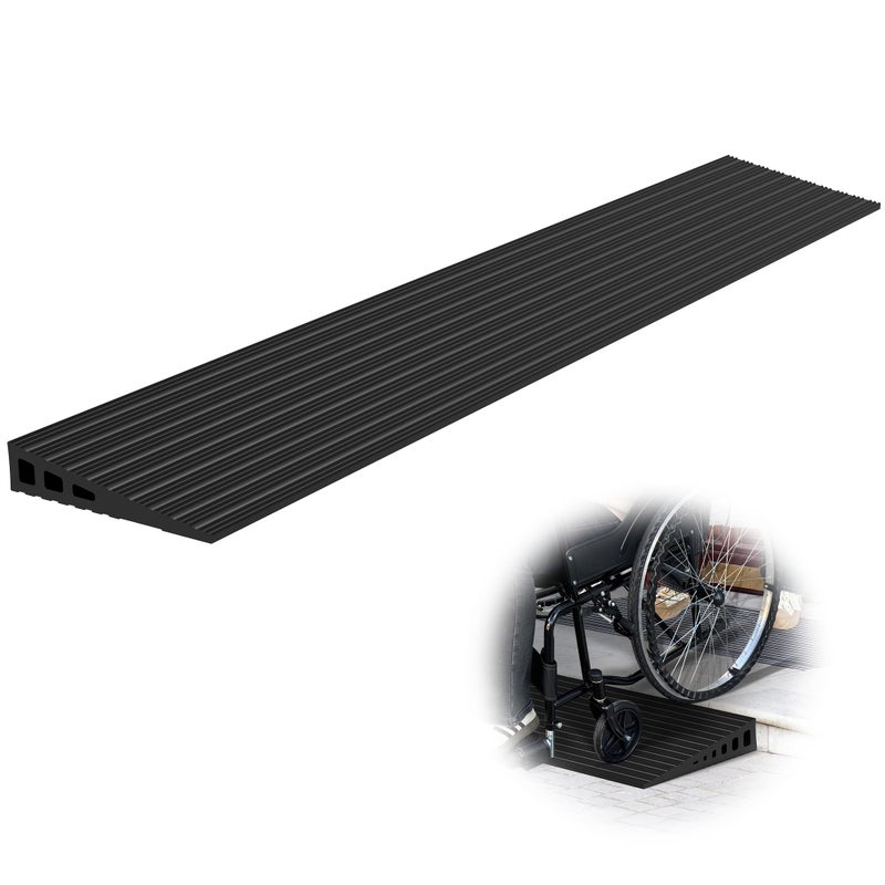 Nuvium 12 Rise Threshold Ramps for Doorways 355 Wide Natural Rubber Power Wheelchair Ramp is Adjustable and Cuttable for Doorways Curb Sweeper Power Scooters 2000 Lbs Load Capacity